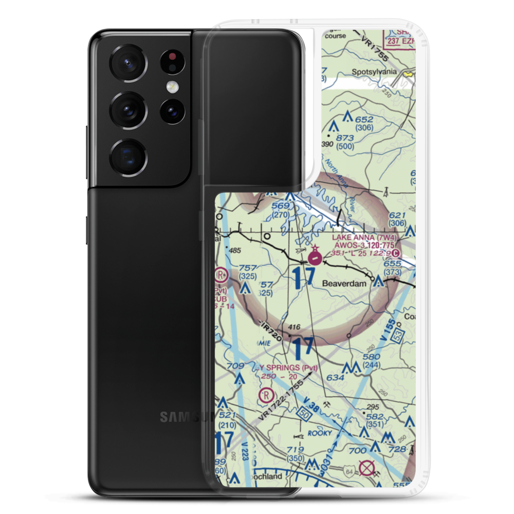 Lake Anna Airport (7W4) VFR Sectional Samsung Case Samsung Galaxy S21 Ultra model shown