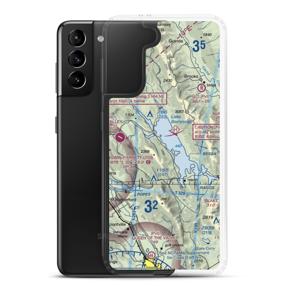 Lake Berryessa Seaplane Base (E20) VFR Sectional Samsung Case Samsung Galaxy S21 Plus model shown