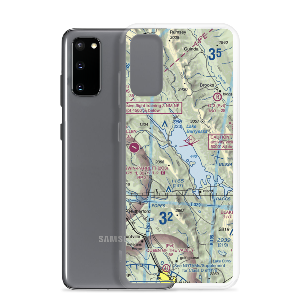 Lake Berryessa Seaplane Base (E20) VFR Sectional Samsung Case Samsung Galaxy S20 model shown