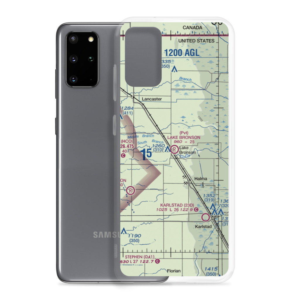 Lake Bronson Airport (27MN) VFR Sectional Samsung Case Samsung Galaxy S20 Plus model shown