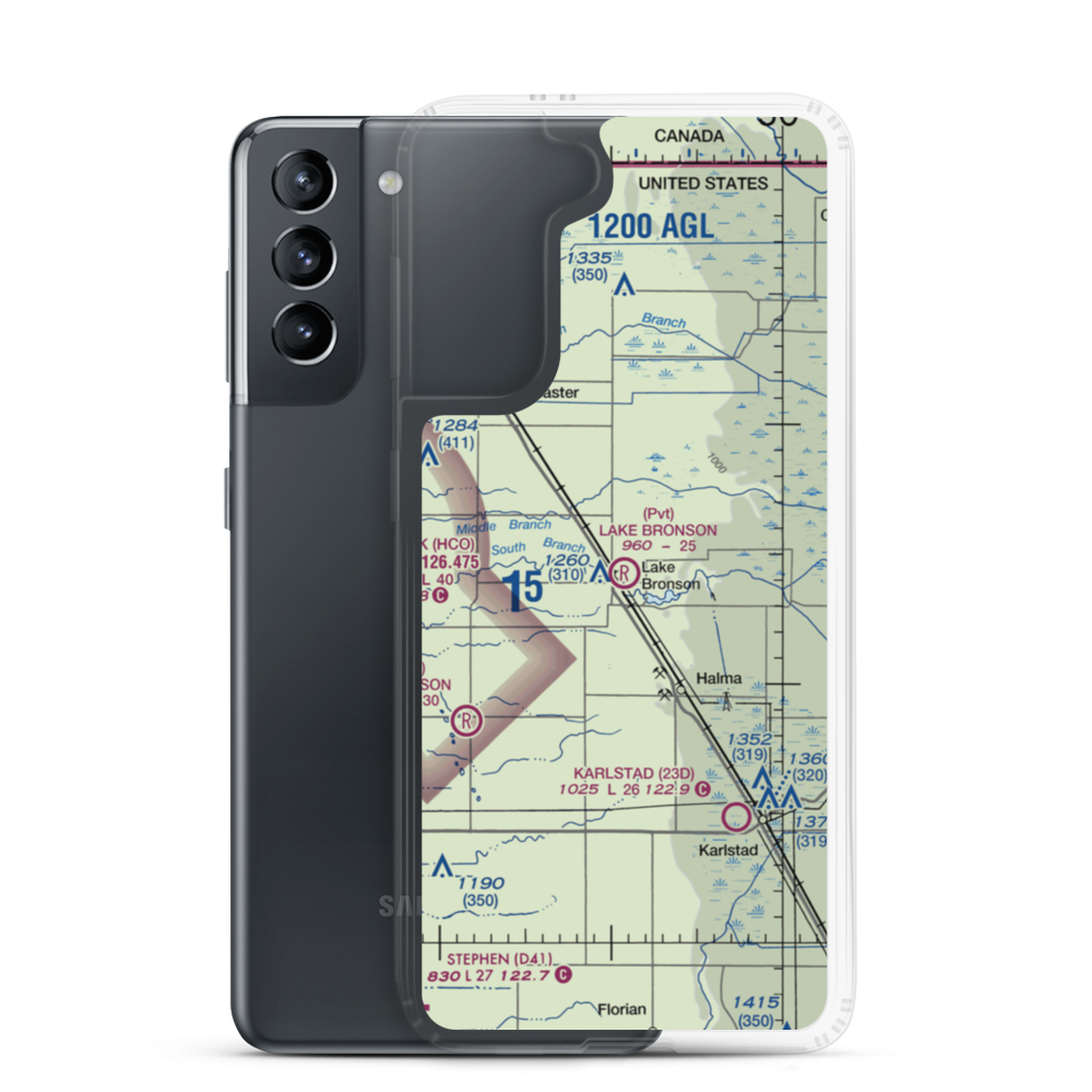 Lake Bronson Airport (27MN) VFR Sectional Samsung Case Samsung Galaxy S21 model shown