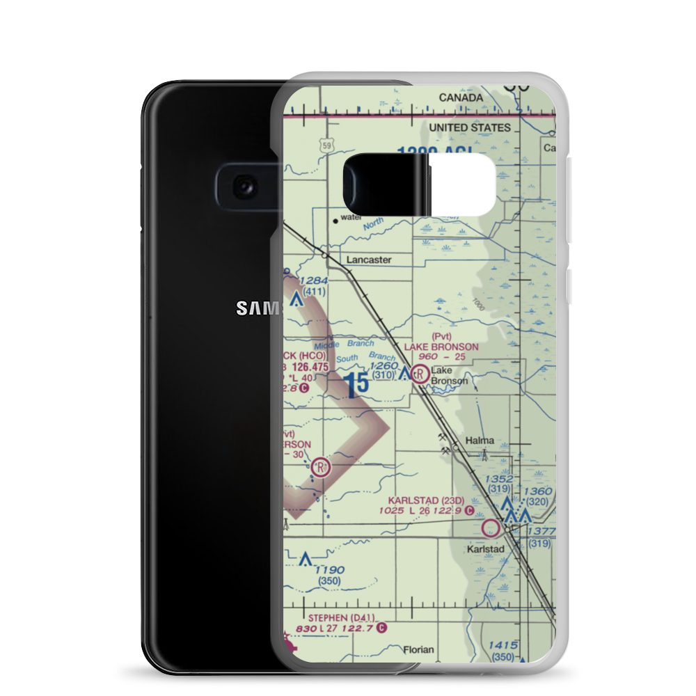 Lake Bronson Airport (27MN) VFR Sectional Samsung Case Samsung Galaxy S10e model shown