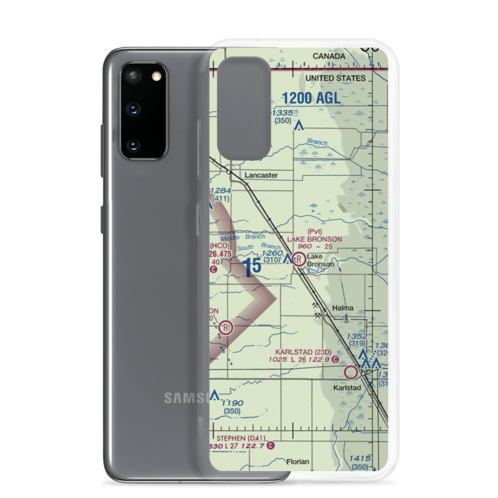 Lake Bronson Airport (27MN) VFR Sectional Samsung Case Samsung Galaxy S20 model shown