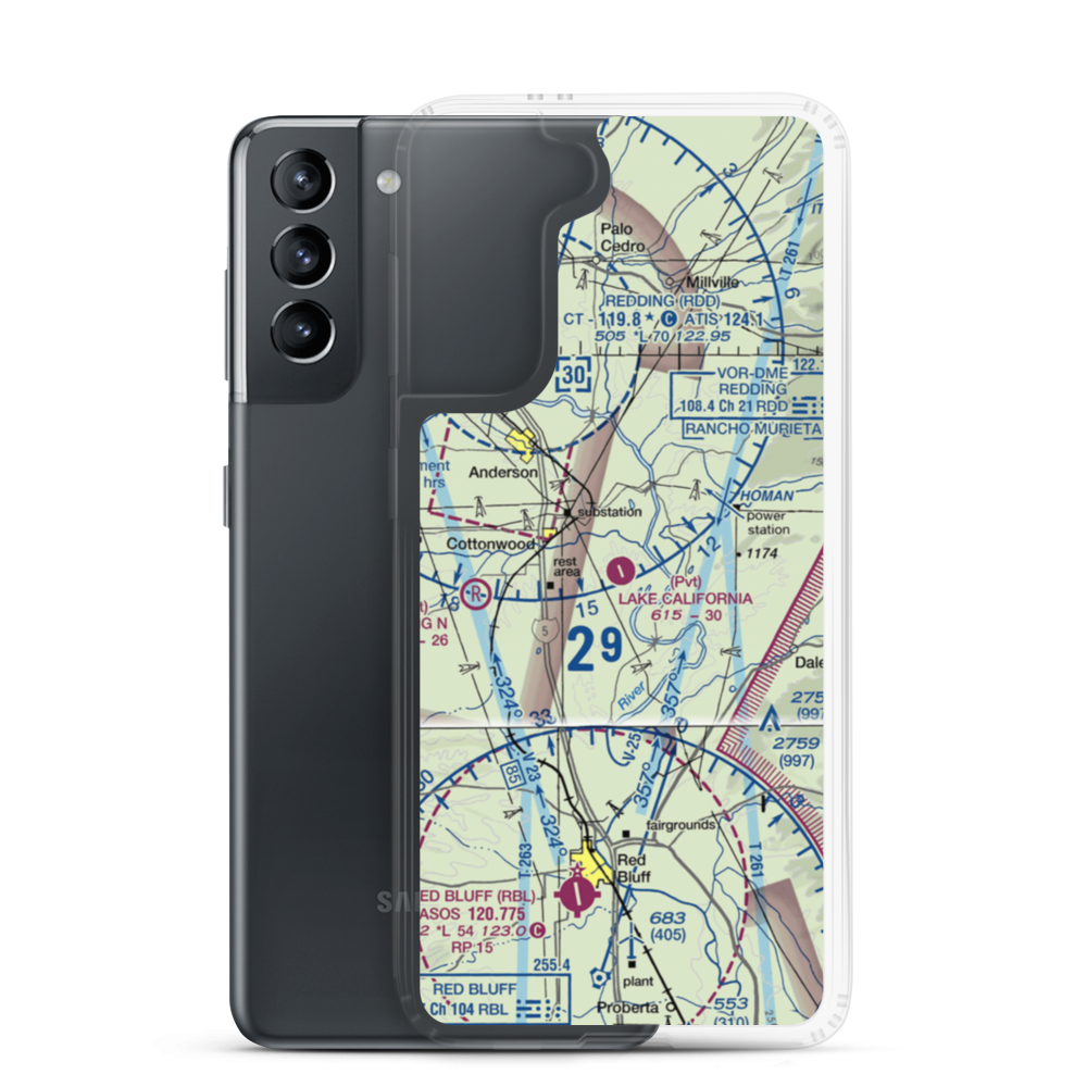 Lake California Air Park (68CA) VFR Sectional Samsung Case Samsung Galaxy S21 model shown