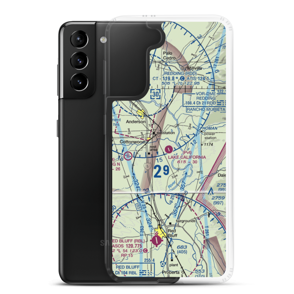 Lake California Air Park (68CA) VFR Sectional Samsung Case Samsung Galaxy S21 Plus model shown