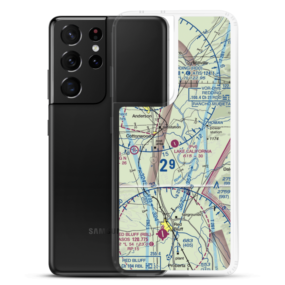 Lake California Air Park (68CA) VFR Sectional Samsung Case Samsung Galaxy S21 Ultra model shown