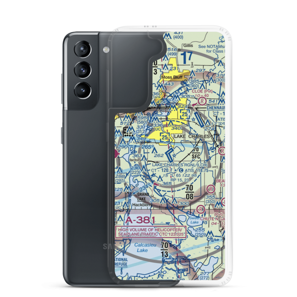 Lake Charles Regional Airport (LCH) VFR Sectional Samsung Case Samsung Galaxy S21 model shown