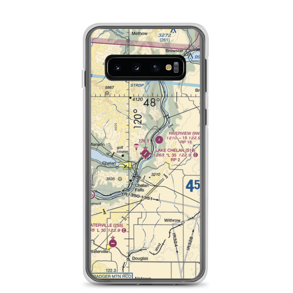 Lake Chelan Airport (S10) VFR Sectional Samsung Case Samsung Galaxy S10 model shown
