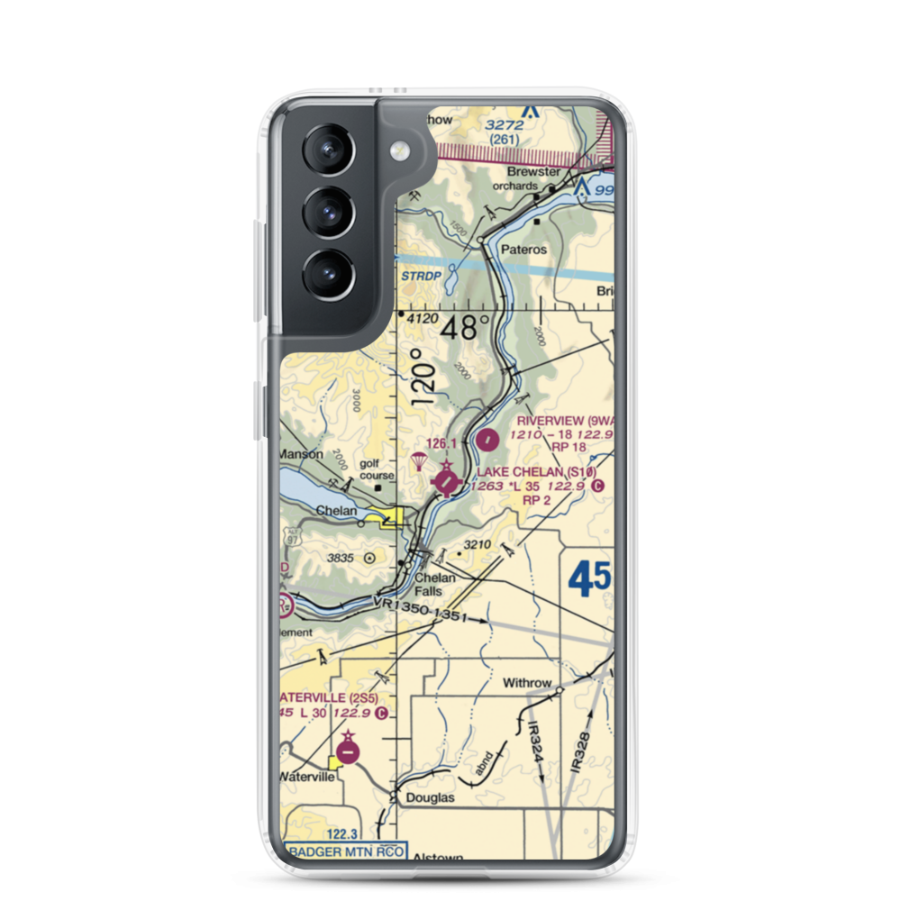 Lake Chelan Airport (S10) VFR Sectional Samsung Case Samsung Galaxy S21 model shown