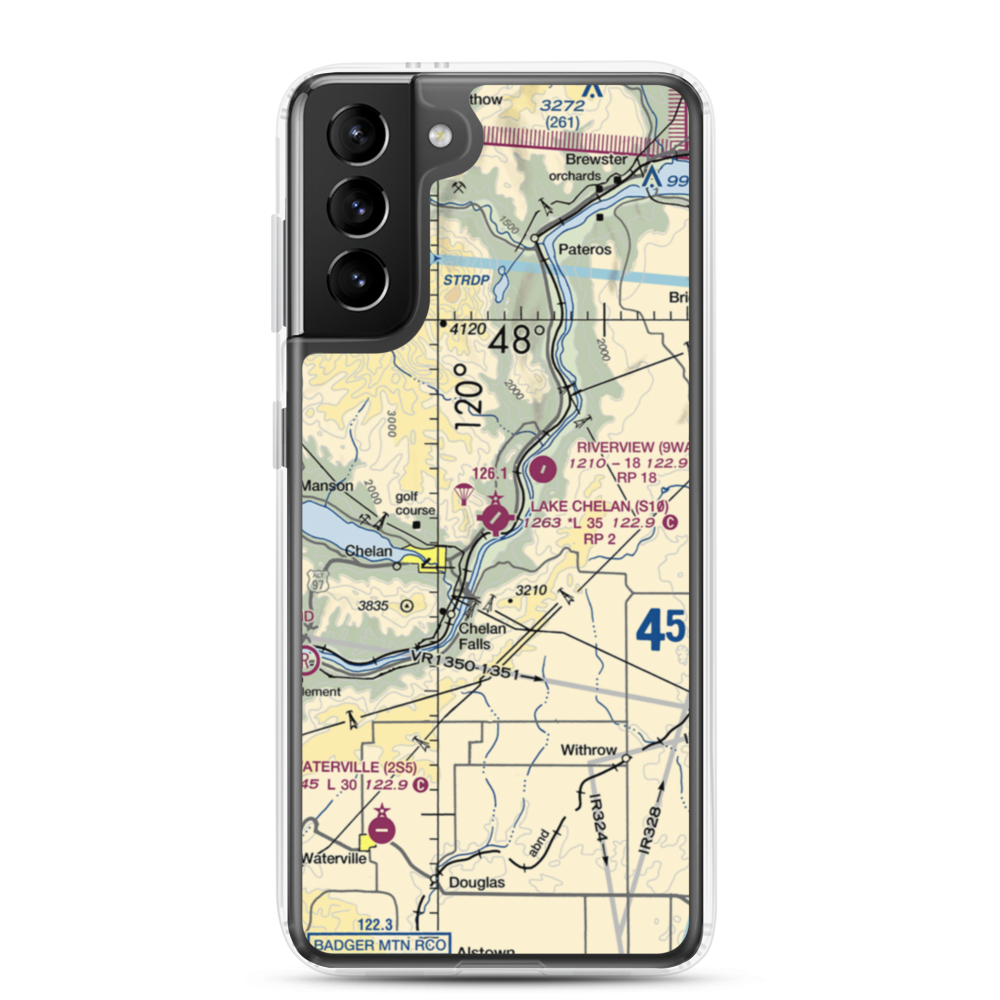 Lake Chelan Airport (S10) VFR Sectional Samsung Case Samsung Galaxy S21 Plus model shown
