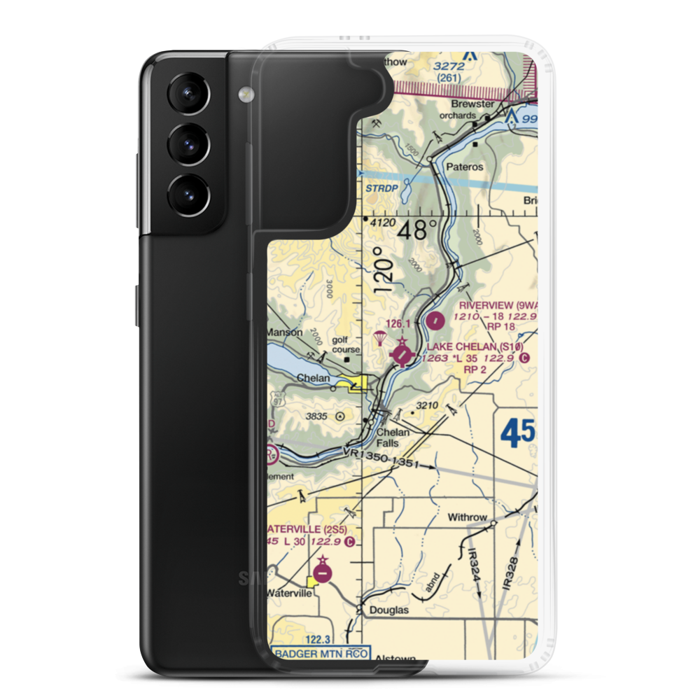Lake Chelan Airport (S10) VFR Sectional Samsung Case Samsung Galaxy S21 Plus model shown