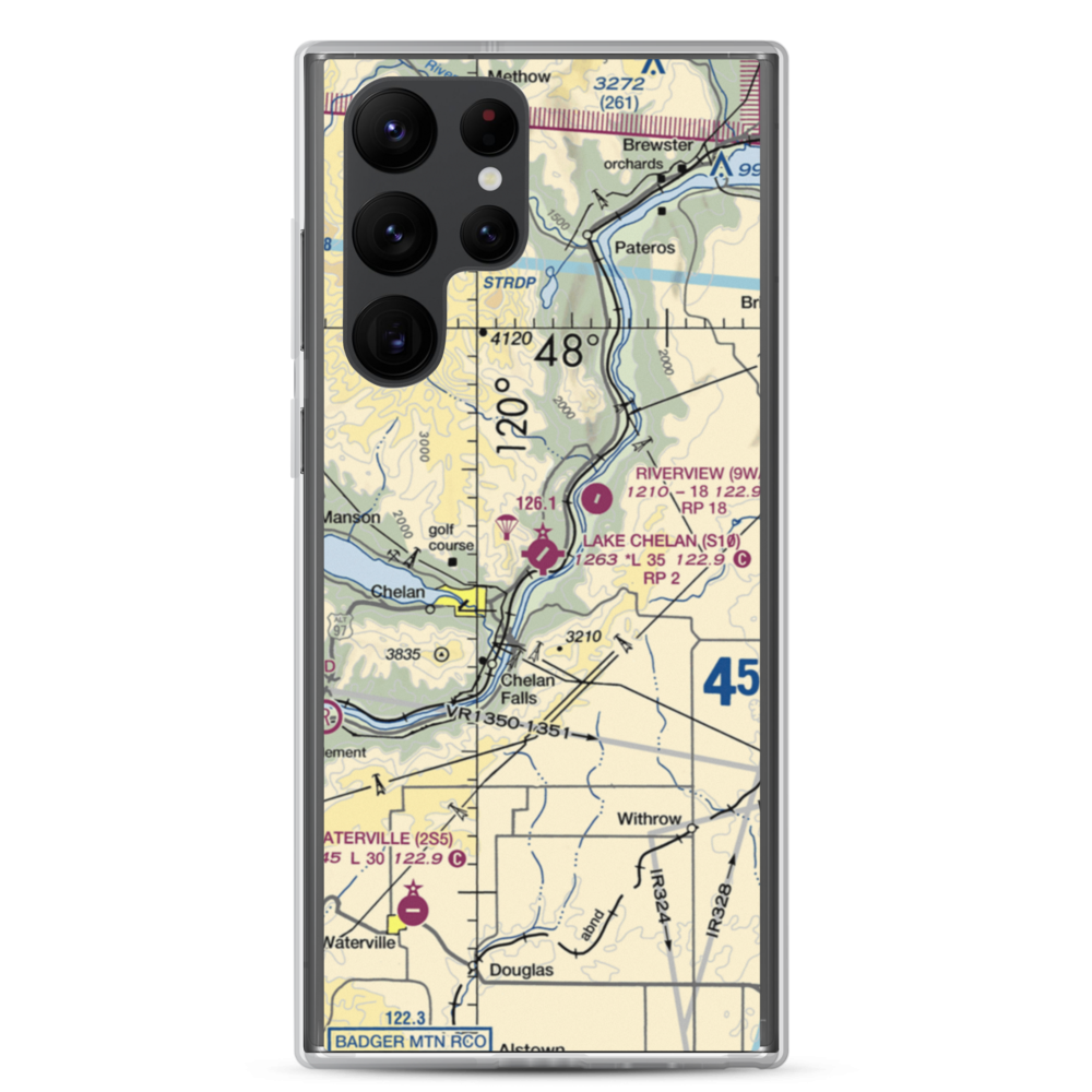 Lake Chelan Airport (S10) VFR Sectional Samsung Case Samsung Galaxy S22 Ultra model shown