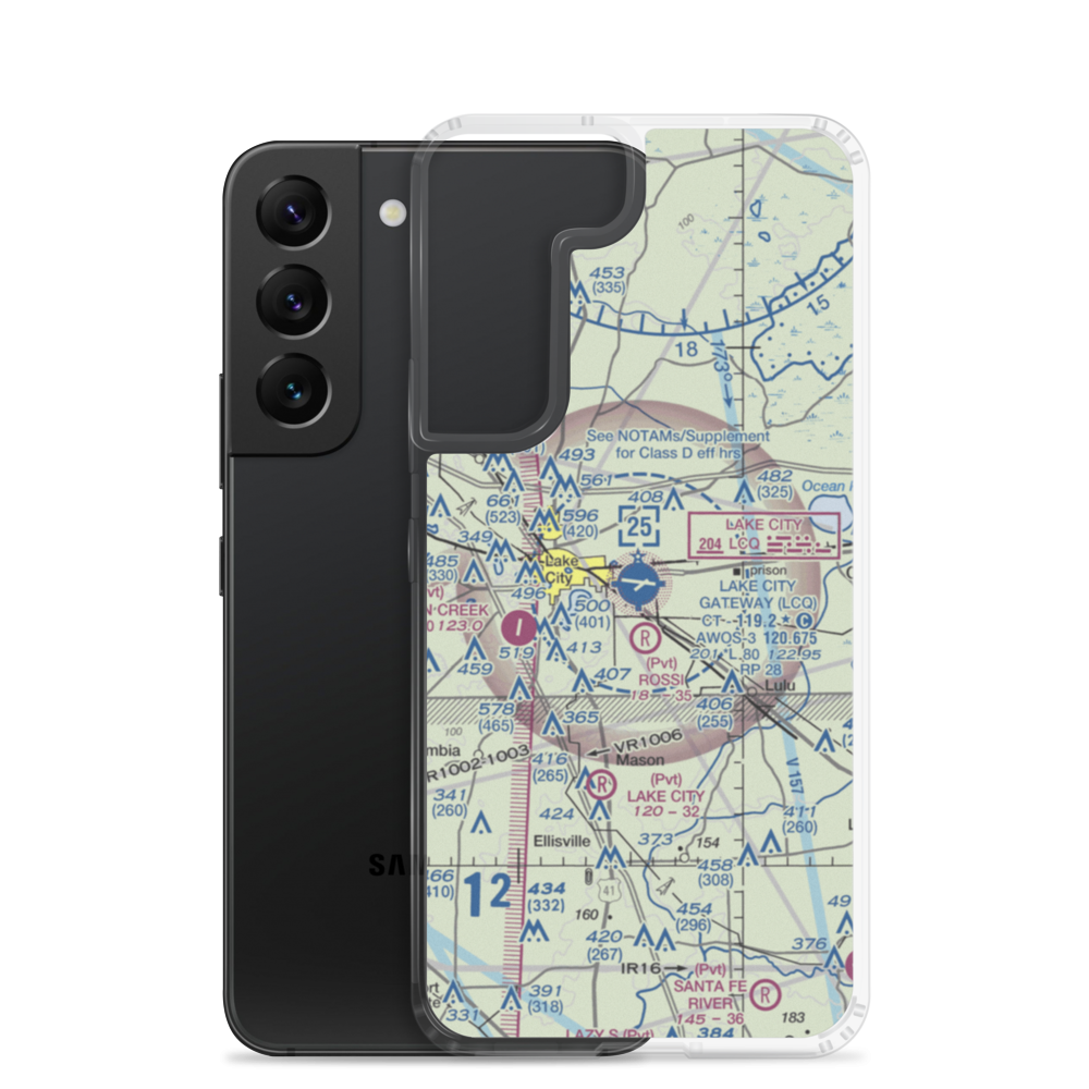 Lake City Gateway Airport (LCQ) VFR Sectional Samsung Case Samsung Galaxy S22 model shown