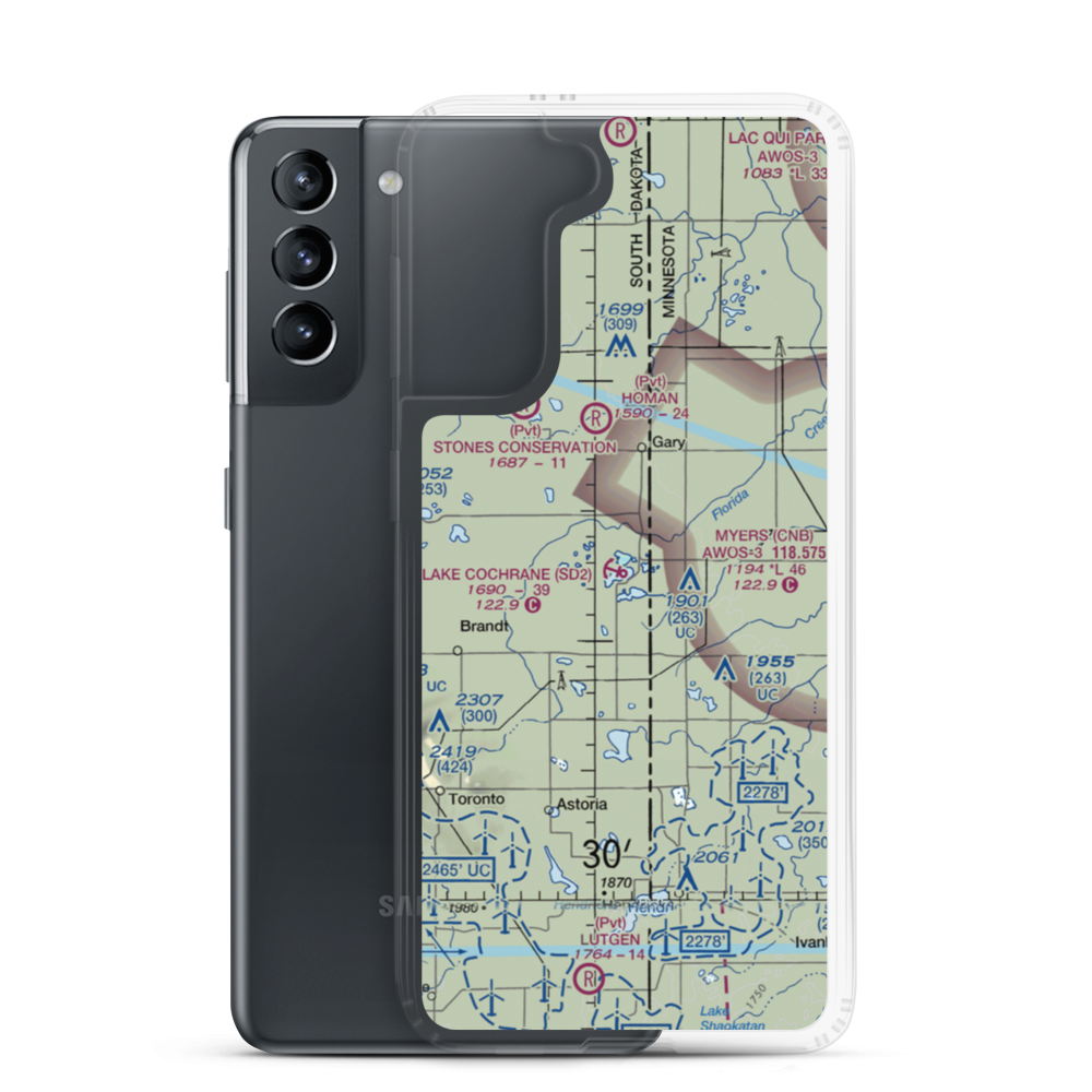 Lake Cochrane Seaplane Base (SD2) VFR Sectional Samsung Case Samsung Galaxy S21 model shown