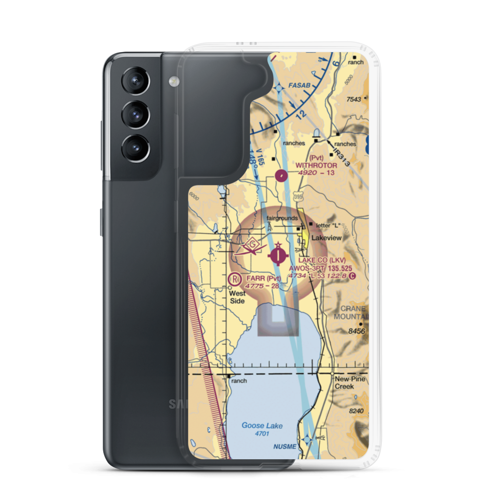Lake County Airport (LKV) VFR Sectional Samsung Case Samsung Galaxy S21 model shown