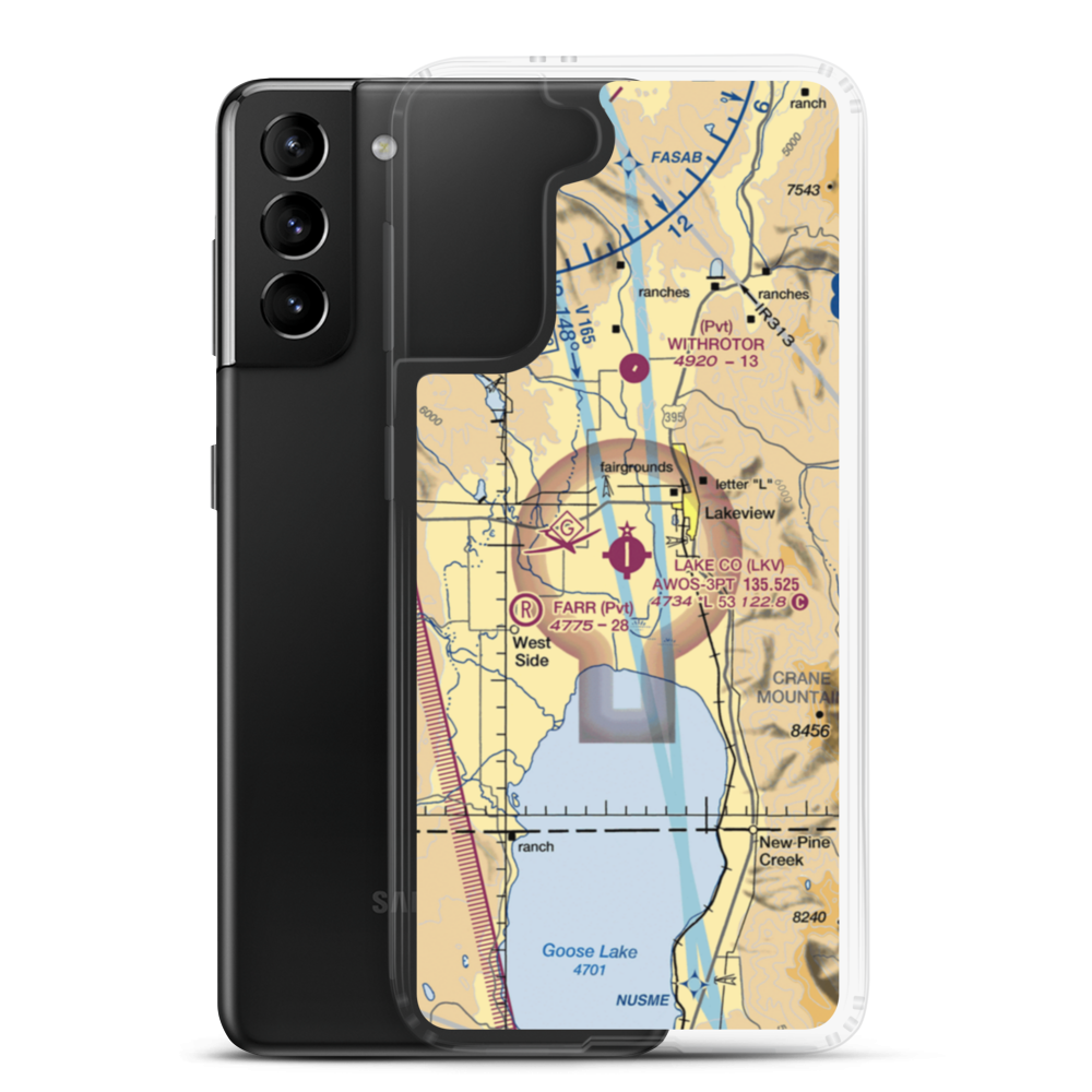 Lake County Airport (LKV) VFR Sectional Samsung Case Samsung Galaxy S21 Plus model shown