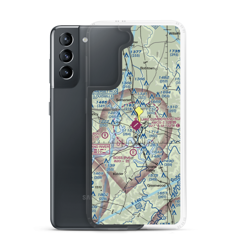 Lake Cumberland Regional Airport (SME) VFR Sectional Samsung Case Samsung Galaxy S21 model shown