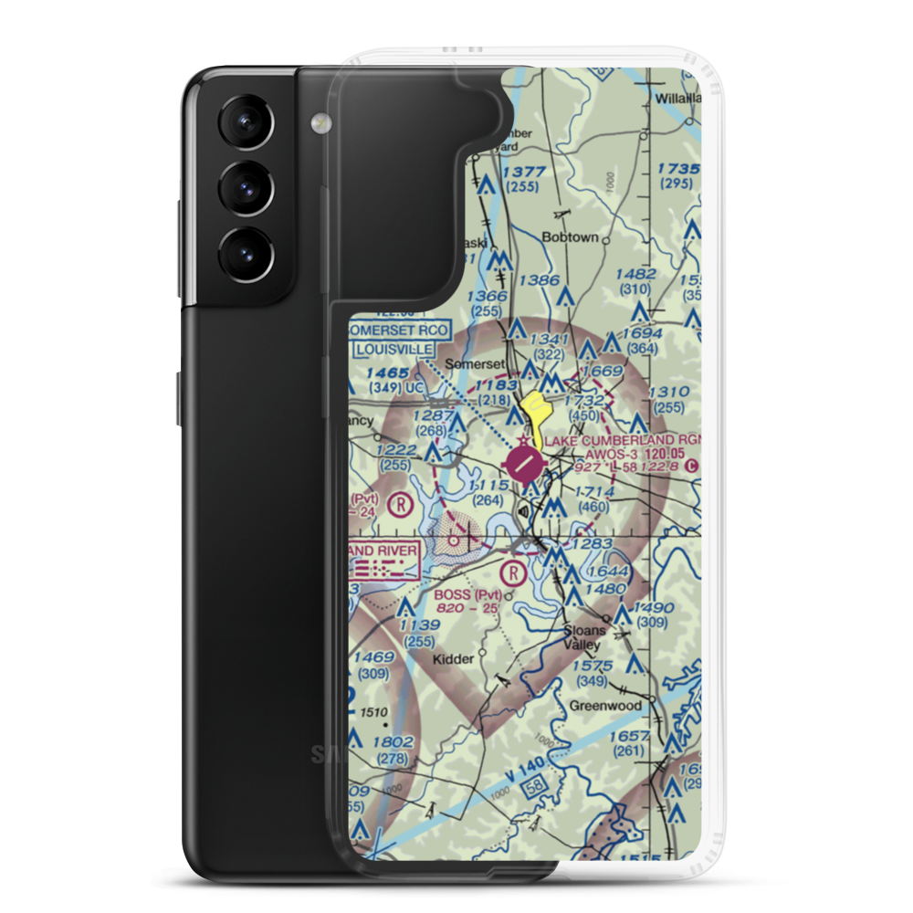 Lake Cumberland Regional Airport (SME) VFR Sectional Samsung Case Samsung Galaxy S21 Plus model shown