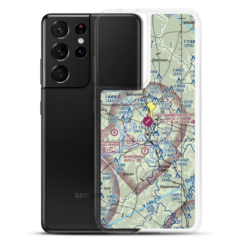 Lake Cumberland Regional Airport (SME) VFR Sectional Samsung Case Samsung Galaxy S21 Ultra model shown