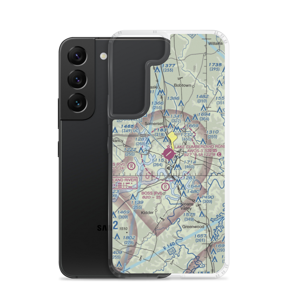 Lake Cumberland Regional Airport (SME) VFR Sectional Samsung Case Samsung Galaxy S22 model shown