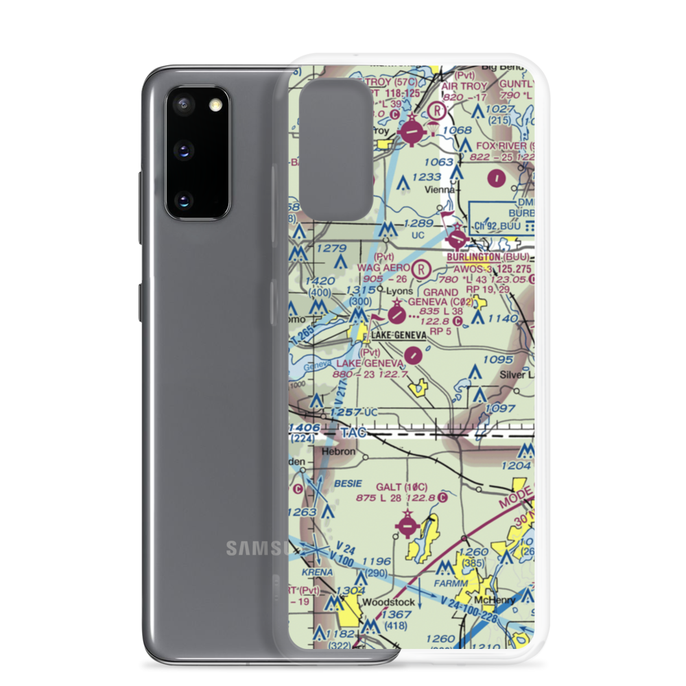Lake Geneva Aire Estates Airport (WI89) VFR Sectional Samsung Case Samsung Galaxy S20 model shown