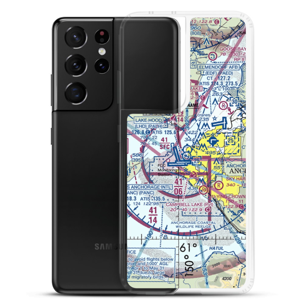 Lake Hood Airport (LHD) VFR Sectional Samsung Case Samsung Galaxy S21 Ultra model shown