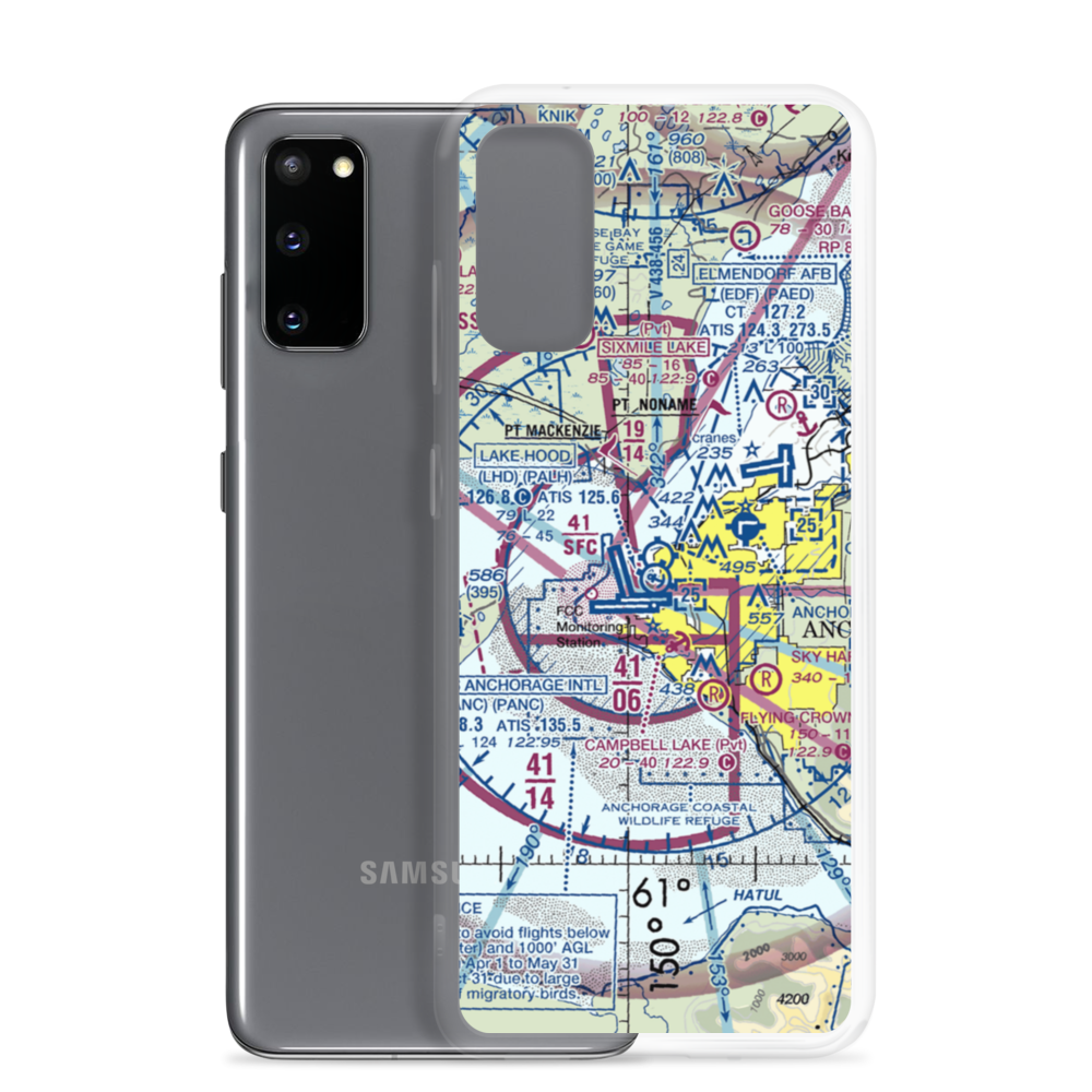 Lake Hood Airport (LHD) VFR Sectional Samsung Case Samsung Galaxy S20 model shown