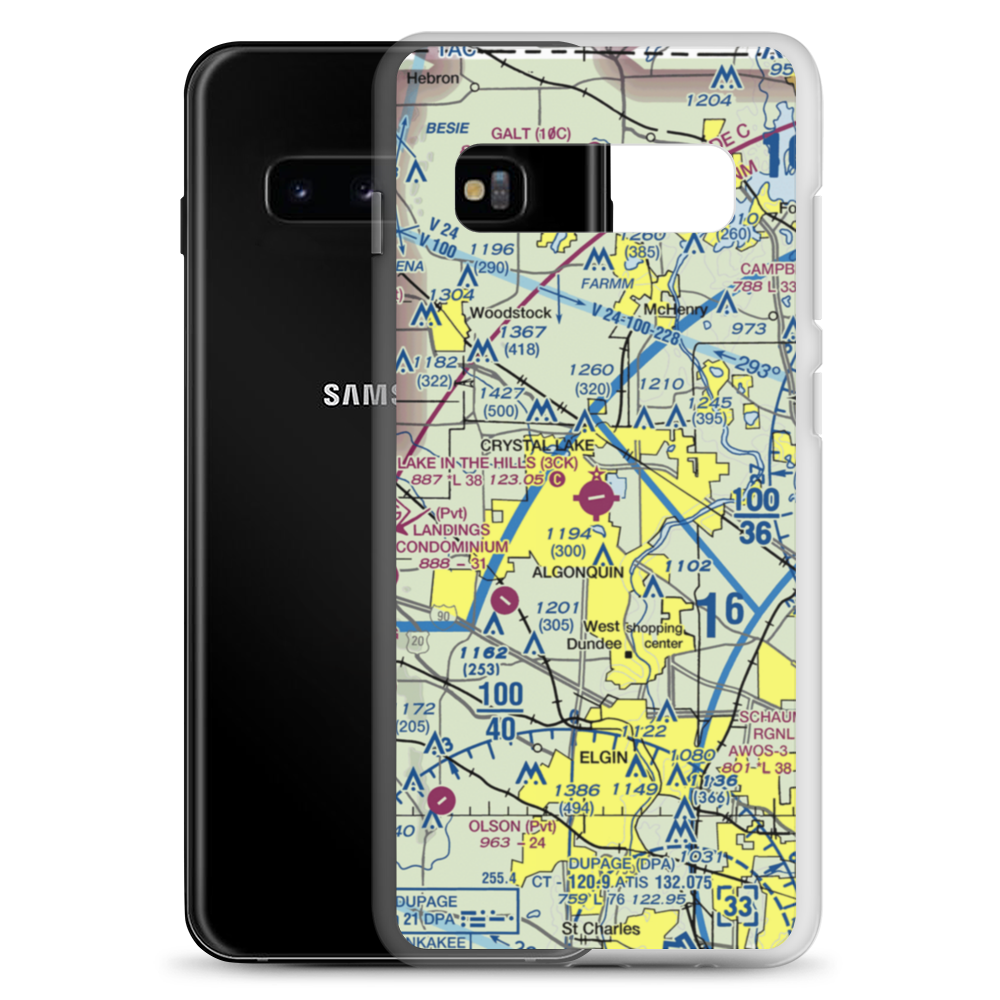 Lake in the Hills Airport (3CK) VFR Sectional Samsung Case Samsung Galaxy S10+ model shown