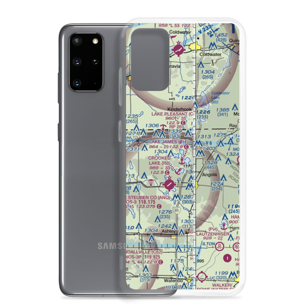 Lake James Seaplane Base (01E) VFR Sectional Samsung Case Samsung Galaxy S20 Plus model shown