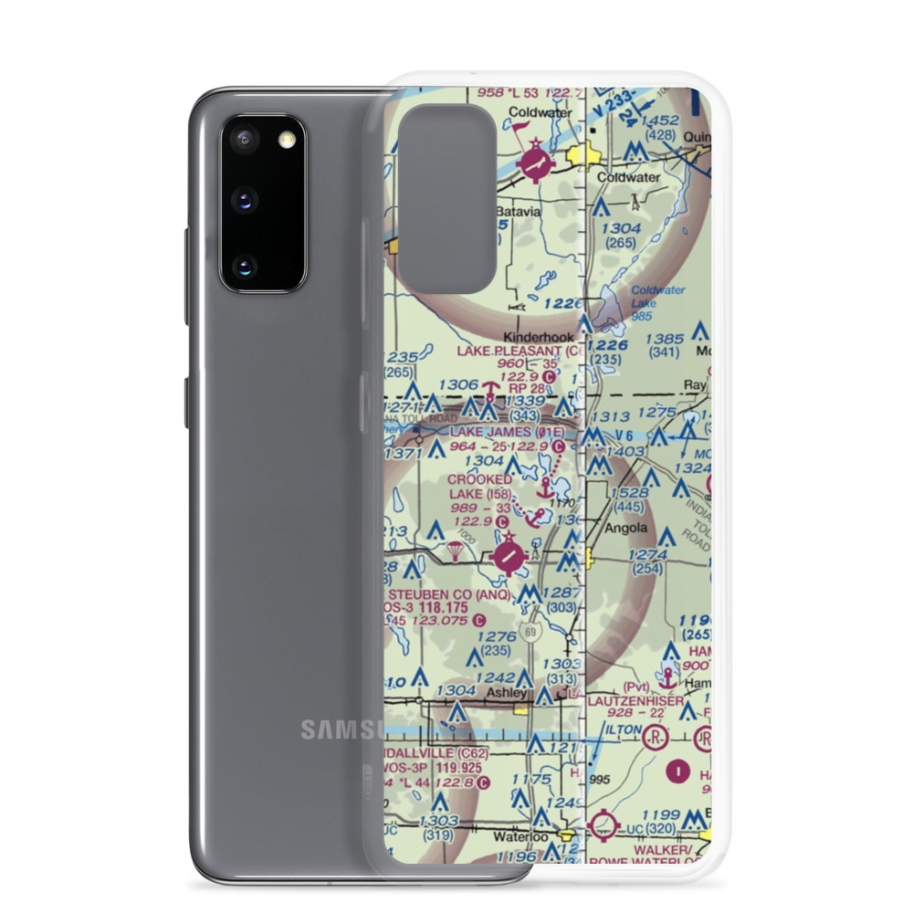 Lake James Seaplane Base (01E) VFR Sectional Samsung Case Samsung Galaxy S20 model shown