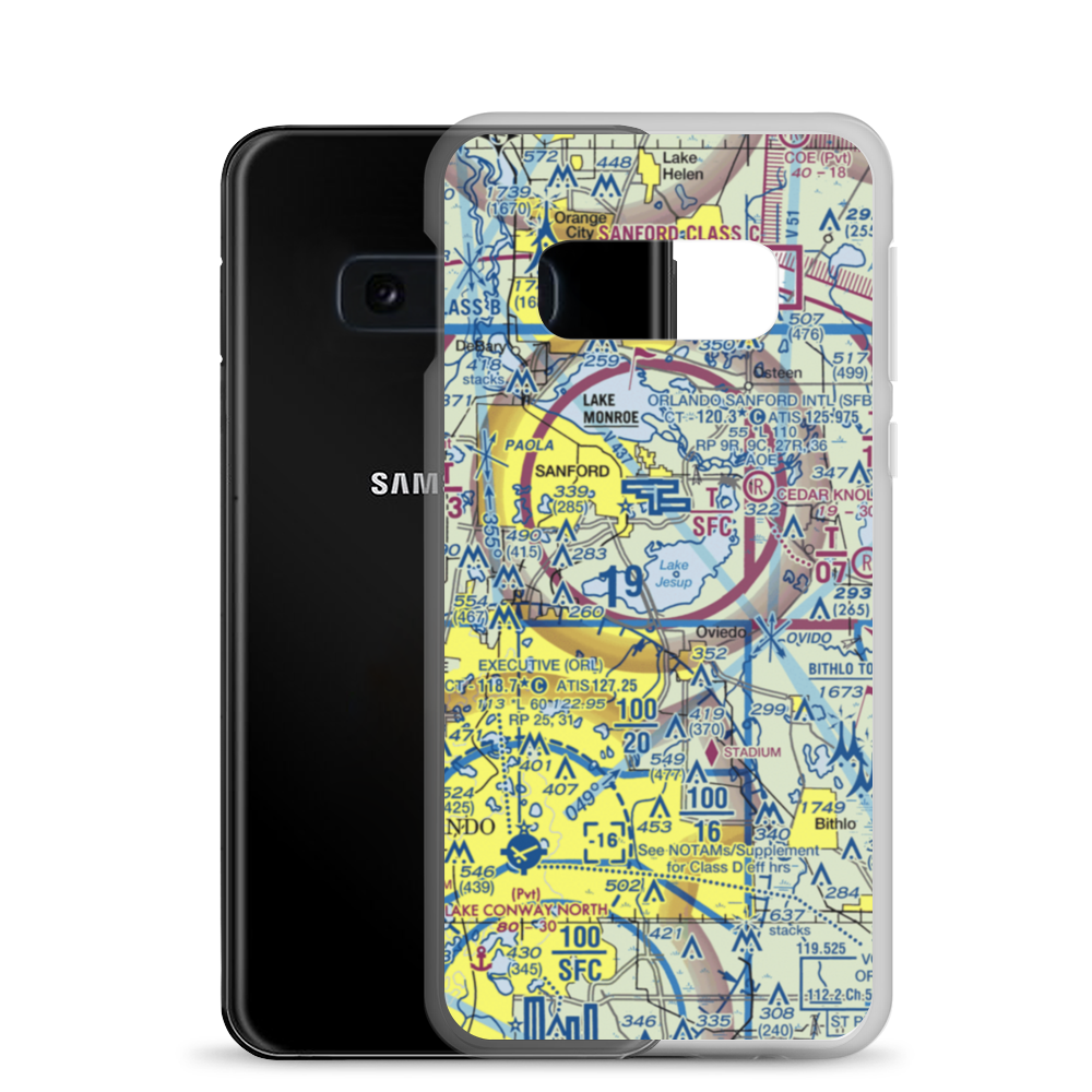 Lake Jessup Seaplane Base (98FD) VFR Sectional Samsung Case Samsung Galaxy S10e model shown