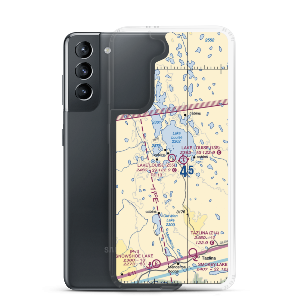 Lake Louise Airport (Z55) VFR Sectional Samsung Case Samsung Galaxy S21 model shown