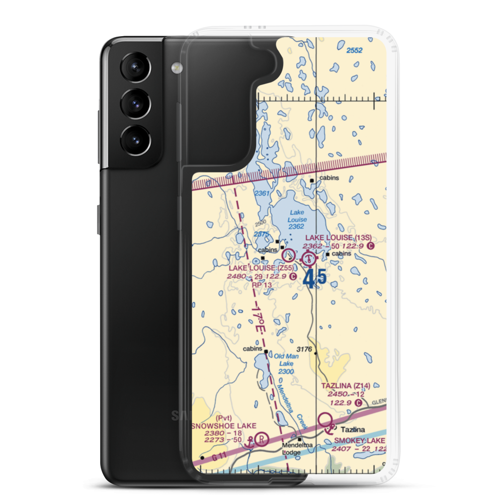 Lake Louise Airport (Z55) VFR Sectional Samsung Case Samsung Galaxy S21 Plus model shown
