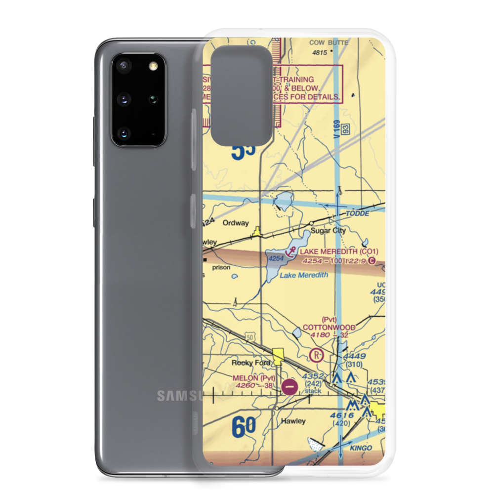 Lake Meredith Seaplane Base (CO1) VFR Sectional Samsung Case Samsung Galaxy S20 Plus model shown