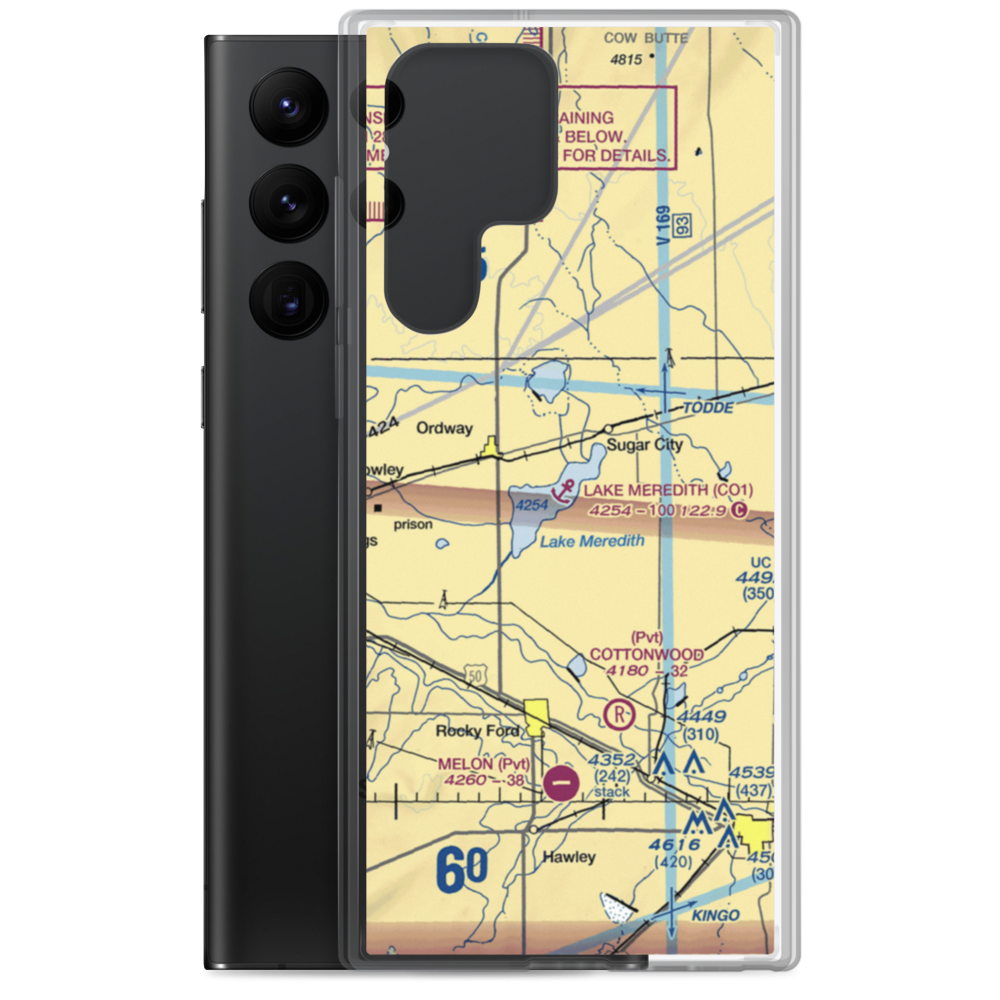Lake Meredith Seaplane Base (CO1) VFR Sectional Samsung Case Samsung Galaxy S22 Ultra model shown