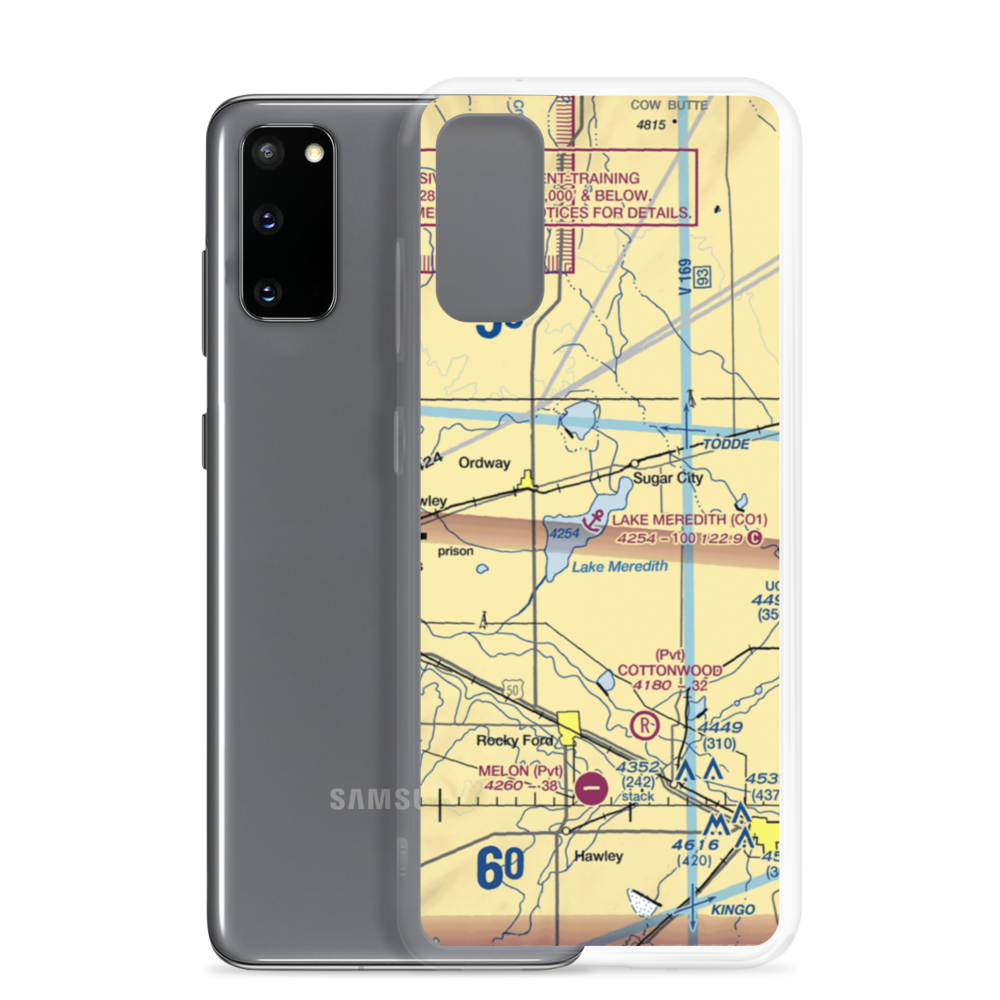 Lake Meredith Seaplane Base (CO1) VFR Sectional Samsung Case Samsung Galaxy S20 model shown