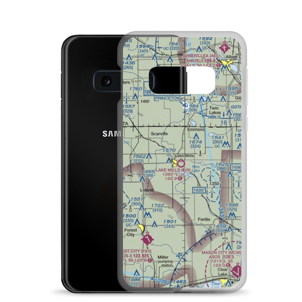 Lake Mills Municipal Airport (0Y6) VFR Sectional Samsung Case Samsung Galaxy S10e model shown