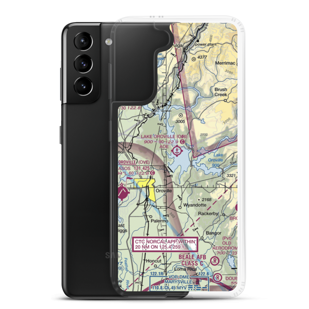 Lake Oroville Landing Area Seaplane Base (O06) VFR Sectional Samsung Case Samsung Galaxy S21 Plus model shown