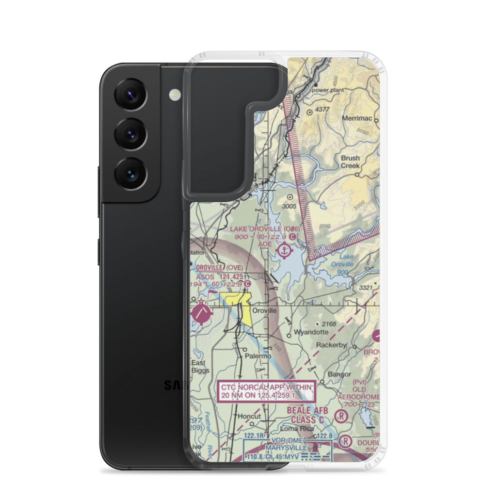 Lake Oroville Landing Area Seaplane Base (O06) VFR Sectional Samsung Case Samsung Galaxy S22 model shown