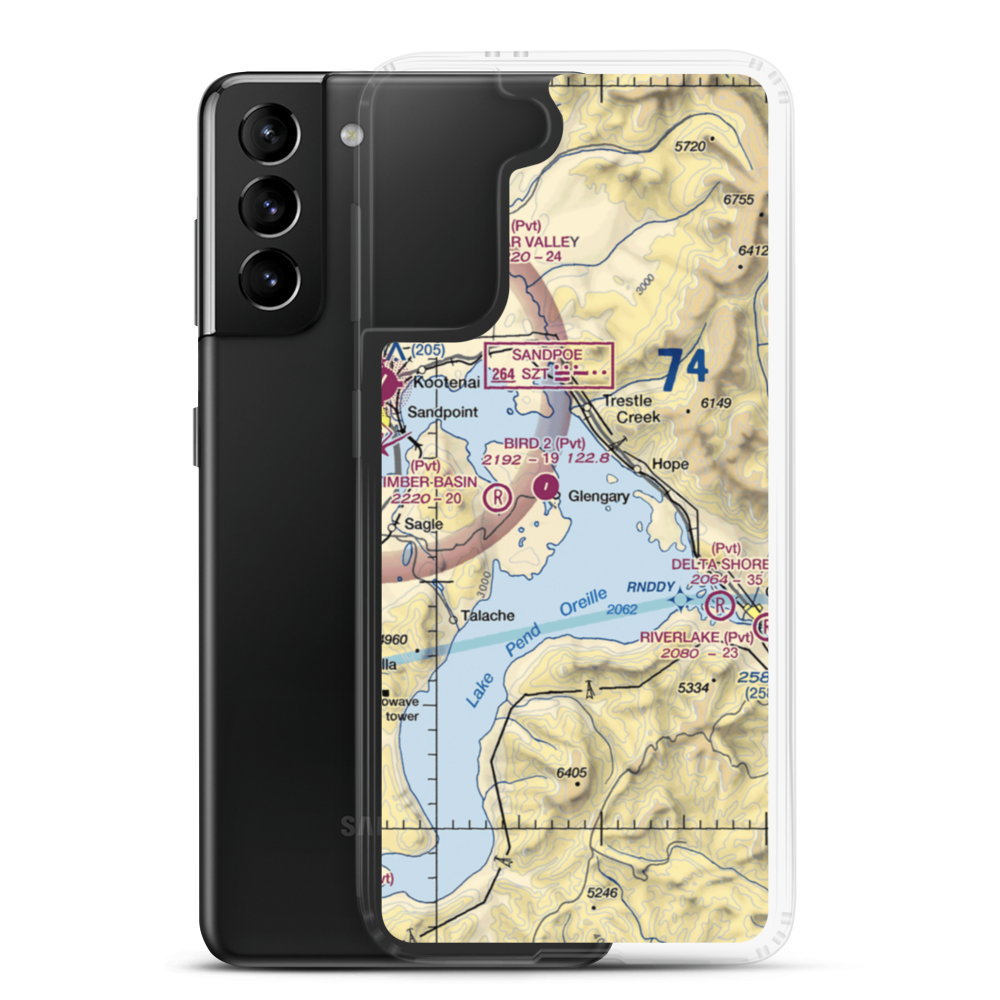 Lake Pend Oreille Seaplane Base (S96) VFR Sectional Samsung Case Samsung Galaxy S21 Plus model shown