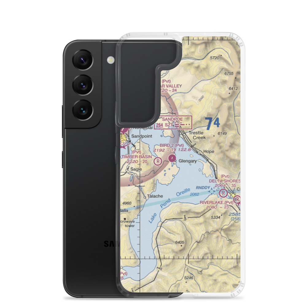 Lake Pend Oreille Seaplane Base (S96) VFR Sectional Samsung Case Samsung Galaxy S22 model shown