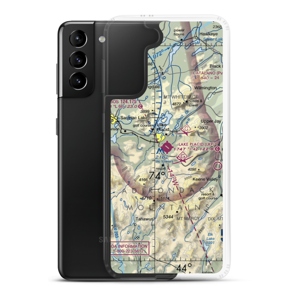 Lake Placid Airport (LKP) VFR Sectional Samsung Case Samsung Galaxy S21 Plus model shown