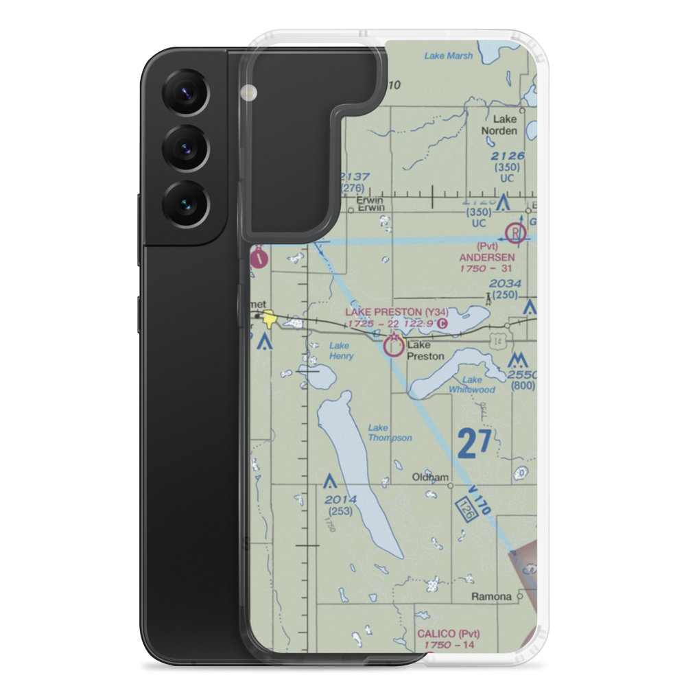 Lake Preston Municipal Airport (Y34) VFR Sectional Samsung Case Samsung Galaxy S22 Plus model shown