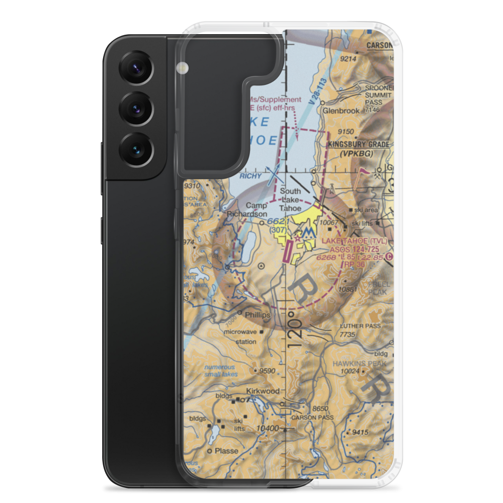 Lake Tahoe Airport (TVL) VFR Sectional Samsung Case Samsung Galaxy S22 Plus model shown