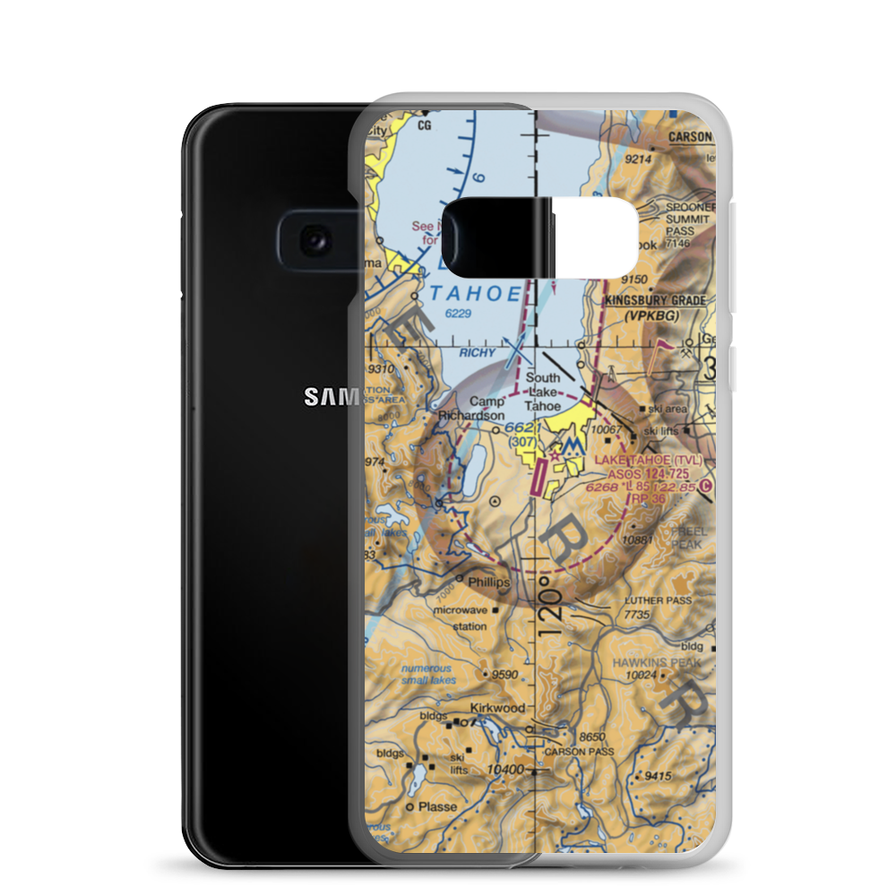 Lake Tahoe Airport (TVL) VFR Sectional Samsung Case Samsung Galaxy S10e model shown