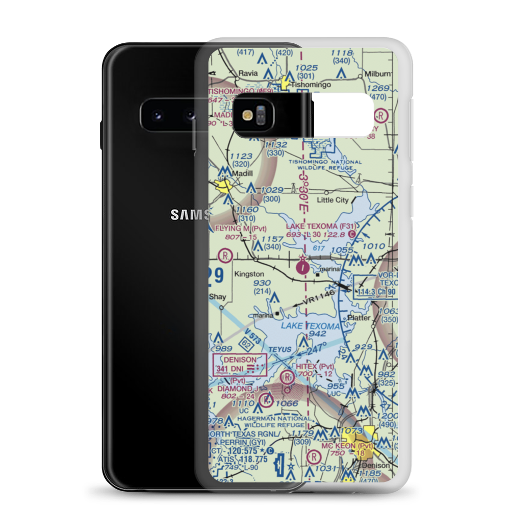 Lake Texoma State Park Airport (F31) VFR Sectional Samsung Case Samsung Galaxy S10 model shown