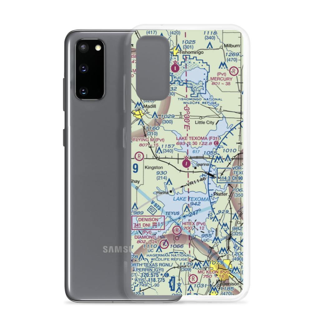 Lake Texoma State Park Airport (F31) VFR Sectional Samsung Case Samsung Galaxy S20 model shown