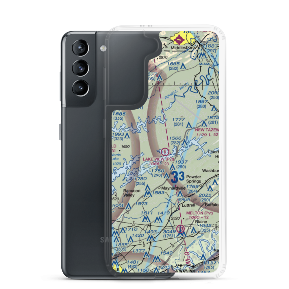 Lake View Airport (TN10) VFR Sectional Samsung Case Samsung Galaxy S21 model shown