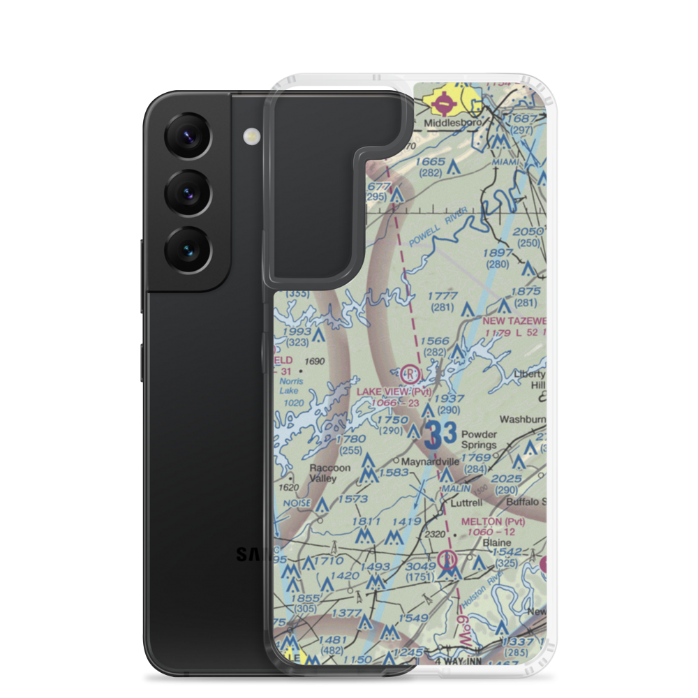 Lake View Airport (TN10) VFR Sectional Samsung Case Samsung Galaxy S22 model shown