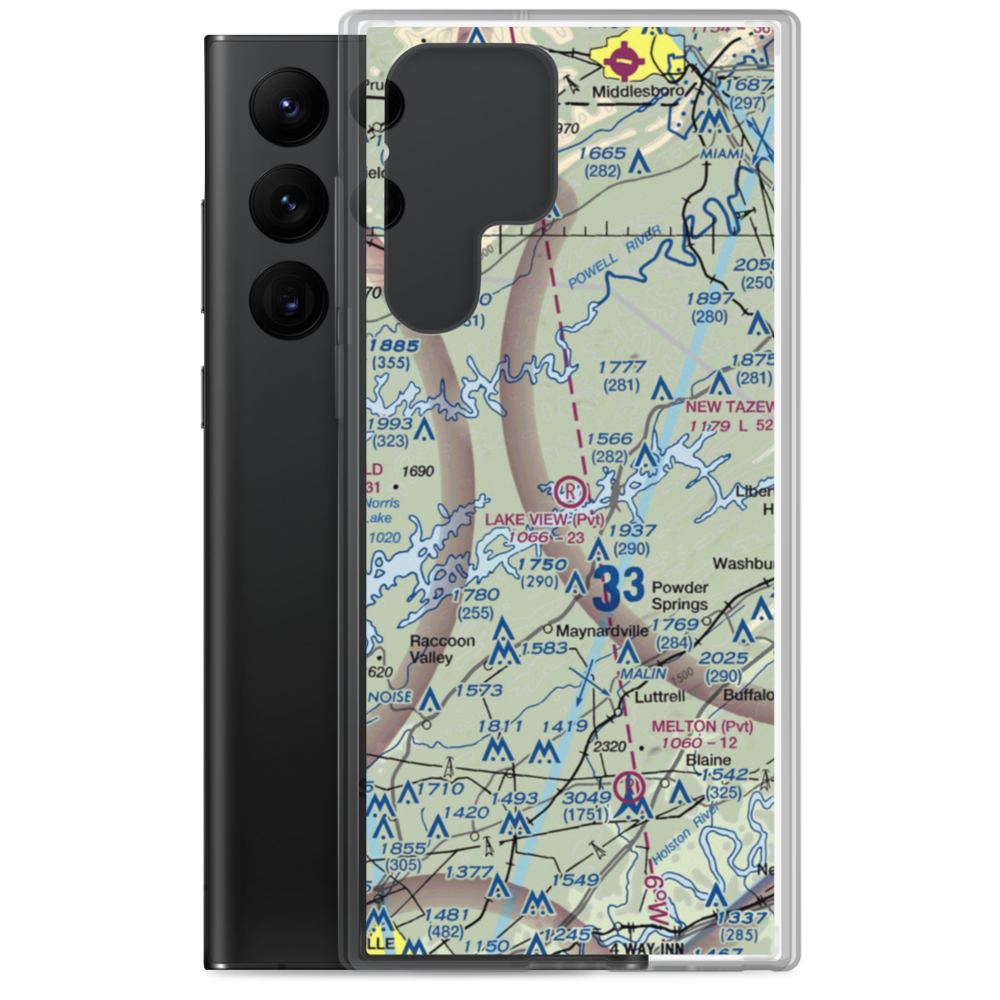 Lake View Airport (TN10) VFR Sectional Samsung Case Samsung Galaxy S22 Ultra model shown